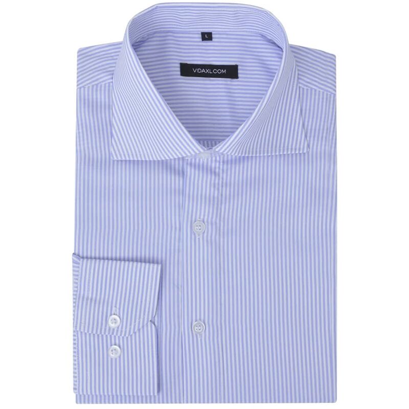 

vidaXL Camisa de vestir de hombre a rayas blanca y azul claro M - Azul