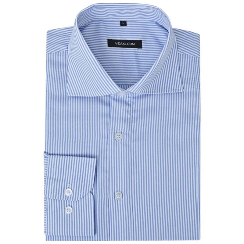 

vidaXL Camisa de vestir de hombre talla S rayas blanca y azul - Azul