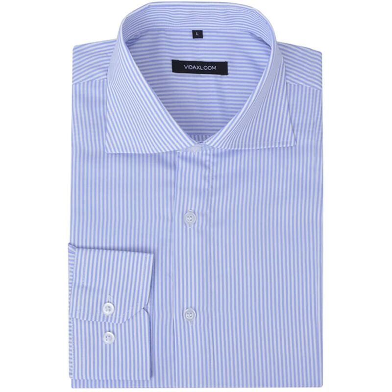 

vidaXL Camisa de vestir de hombre talla S rayas blanca y azul claro - Azul
