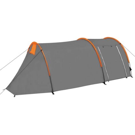 main image of "vidaXL Camping Tent 4 Persons Grey and Orange - Grey"