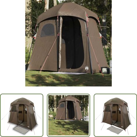 vidaXL Camping -  Tienda de ducha para 2 personas impermeable marrón