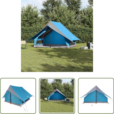 vidaXL Camping -  Tienda Familiar con techo Azul y gris 315 x 286 x 200 cm