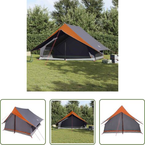 vidaXL Camping -  Tienda Familiar con techo Gris y naranja 315 x 286 x 200 cm