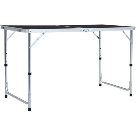 vidaXL Campingtisch Klappbar Grau Aluminium 120x60 cm