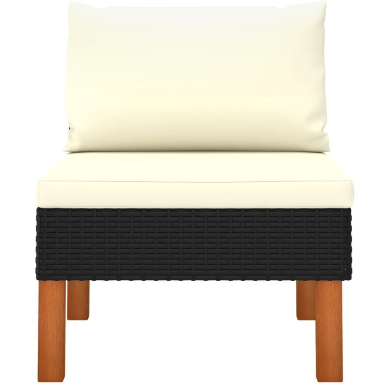 INLIFE Canapé central Résine tressée et bois d'eucalyptus massif