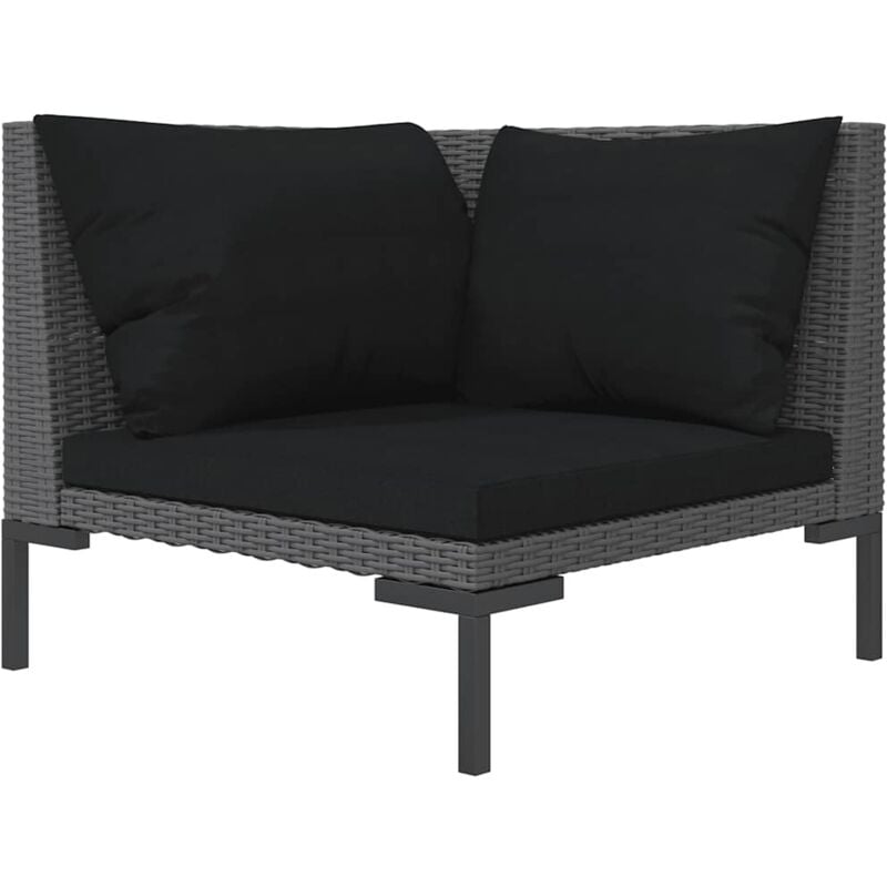 Canapé de jardin avec coussins Résine tressée demi-ronde vidaXL