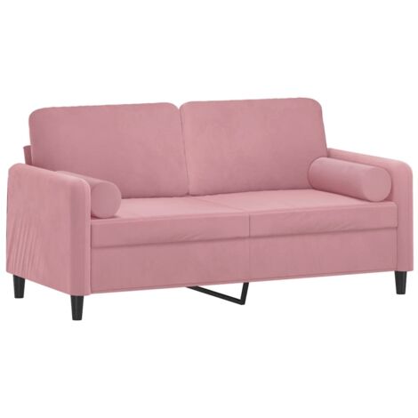 vidaXL Canapé 2 places avec oreillers décoratifs rose 140 cm velours