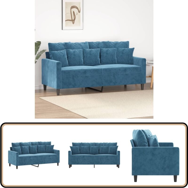 Vidaxl - Canapé à 2 places Bleu 140 cm Velours