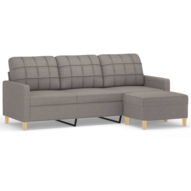 Vidaxl - Canapé à 3 places avec repose-pieds Taupe 180 cm Tissu