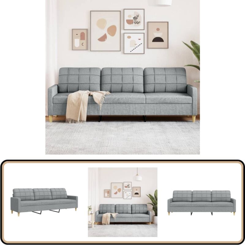 Vidaxl - Canapé à 3 places Gris clair 210 cm Tissu