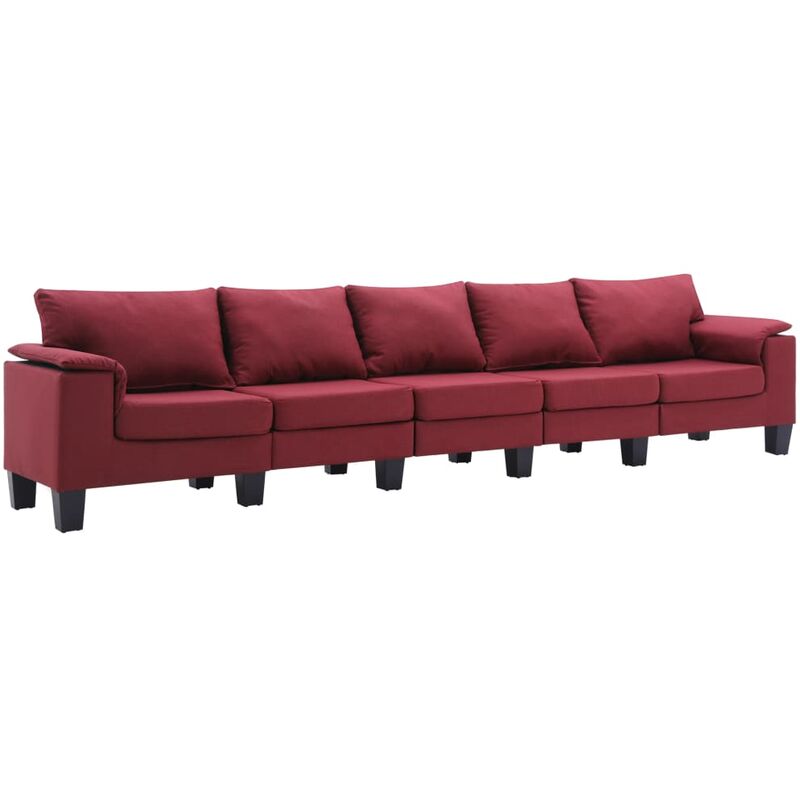 Canapé Tissu 5 Places Rouge Bordeaux