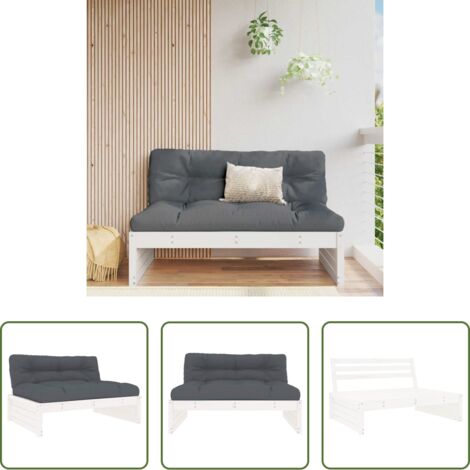 vidaXL Canapé bois -  Canapé central 120x80 cm blanc bois de pin massif