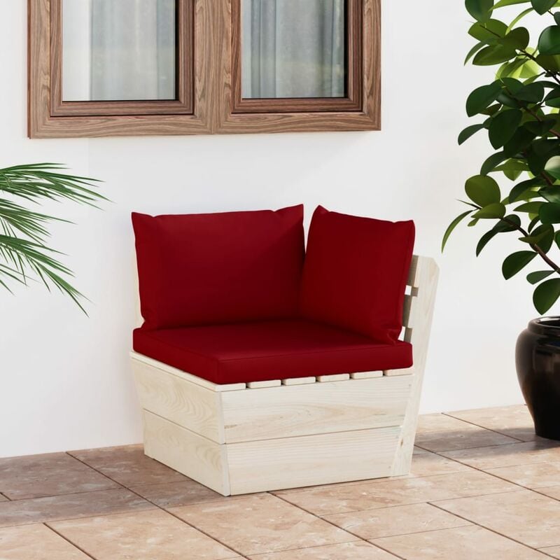 Canapé d'angle palette de jardin avec coussins Épicéa imprégné