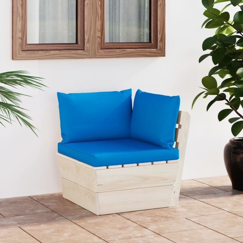 Canapé d'angle palette de jardin avec coussins Épicéa imprégné
