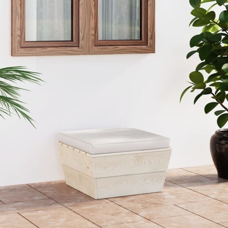 Repose-pied palette de jardin avec coussin Épicéa imprégné Vidaxl