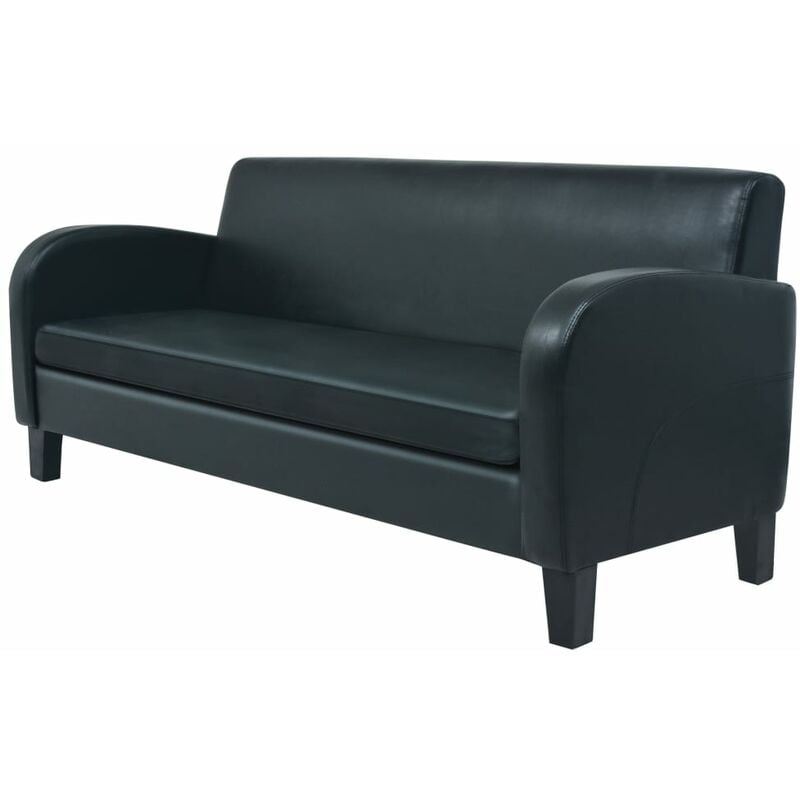 Vidaxl - Canapé de style rétro avec 3 accoudoirs arrondis en noir en noir