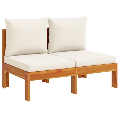 Vidaxl – Canapé de jardin 2 places en bois d'acacia massif – Coussins épais amovibles – Conception modulaire pour agencement personnalisé