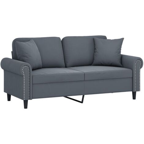Vidaxl – Canapé droit 2 places 140 cm velours gris foncé – Coussins décoratifs inclus – Confort optimal pour salon moderne