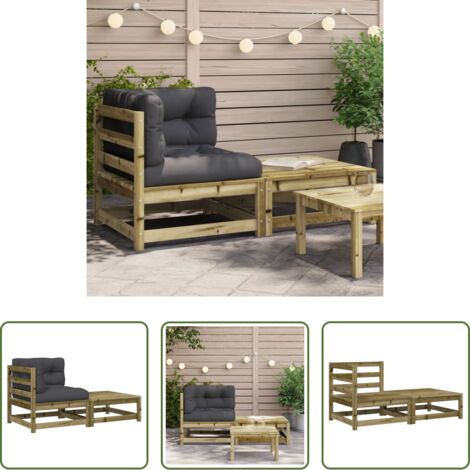 vidaXL Canapé extérieur -  Canapé d'angle de jardin avec coussins et repose-pieds