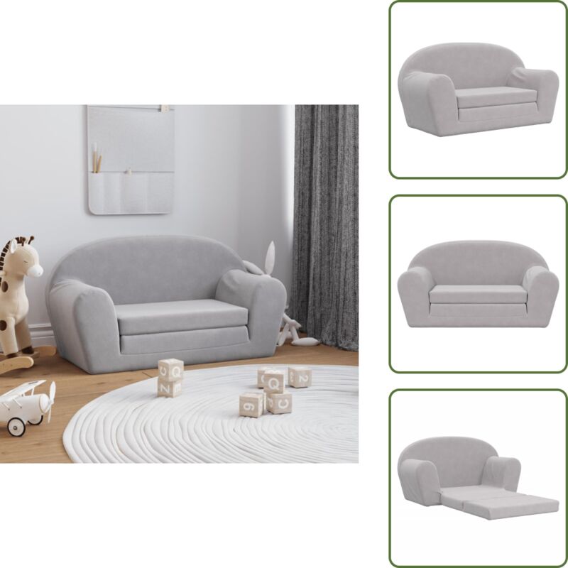 Canapé enfant 2 places - vidaXL Canapé-lit enfants 2 places gris clair peluche douce - Canapé enfant mousse