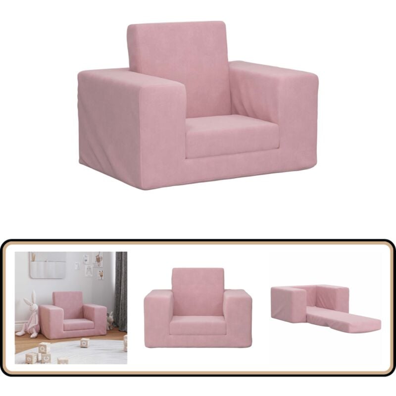 Vidaxl - Canapé-lit pour enfants Rose Peluche douce