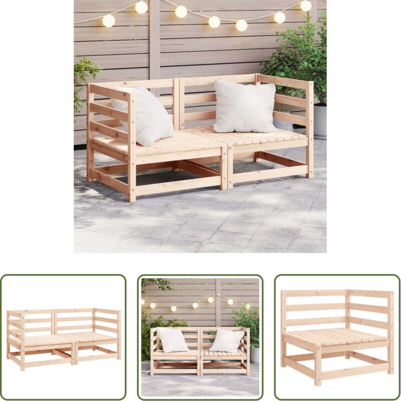 vidaXL Canapé extérieur - Canapés d'angle de jardin 2 pcs bois de pin massif vidaXL Canapé extérieur - Canapés d'angle de jardin 2 pcs bois de pin massif
