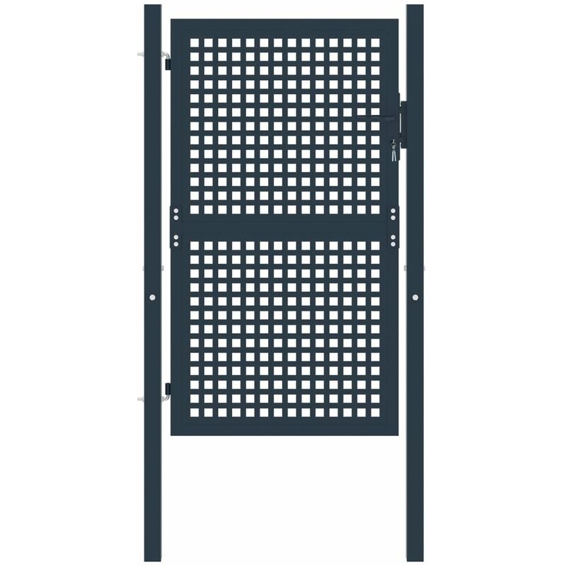 

Cancela de valla metálica acero gris antracita 102x225 cm - Antracita - Vidaxl