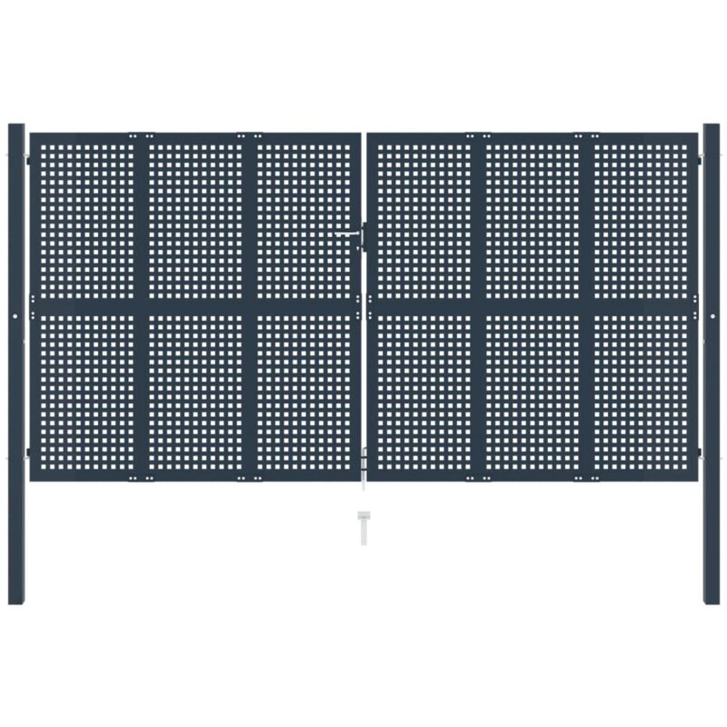 

Vidaxl - Cancela de valla metálica acero gris antracita 404x225 cm - Antracita