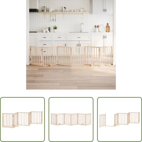 vidaXL Cancelletto in legno -  Cancelletto per cani con porta pieghevole 6 pannelli 300 cm in legno di pioppo