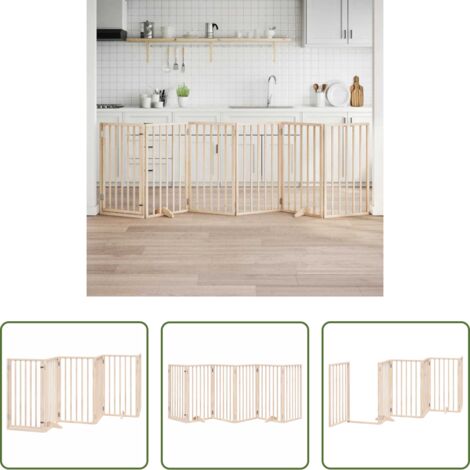 vidaXL Cancelletto in legno -  Cancelletto per cani con porta pieghevole 6 pannelli 300 cm in legno di pioppo