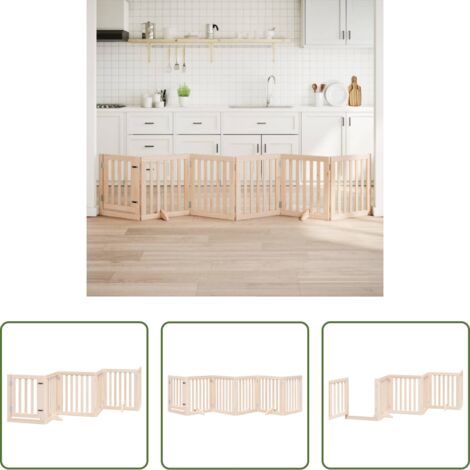 vidaXL Cancelletto in legno -  Cancelletto per cani con porta pieghevole 6 pannelli 300 cm in legno di pioppo
