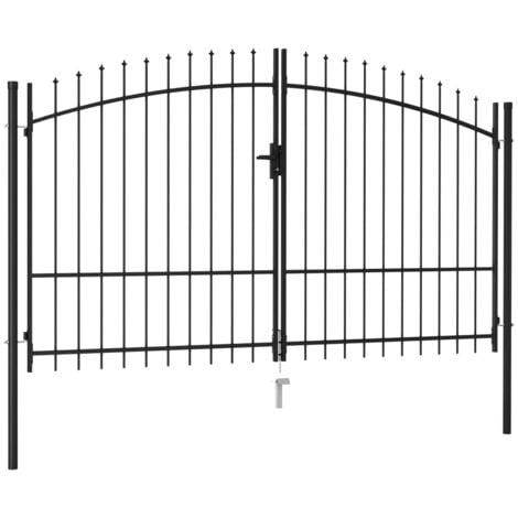 vidaXL Cancello a Doppia Anta con Punte in Acciaio 3x1,75cm Nero