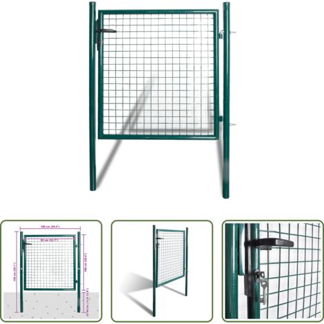 vidaXL Cancello a due pali - Cancello per Recinzione a una Porta 100x100 cm in Acciaio verniciato a Polvere