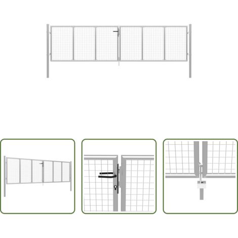 vidaXL Cancello a rete -  Cancello da Giardino in Acciaio Zincato 400x100 cm Argento