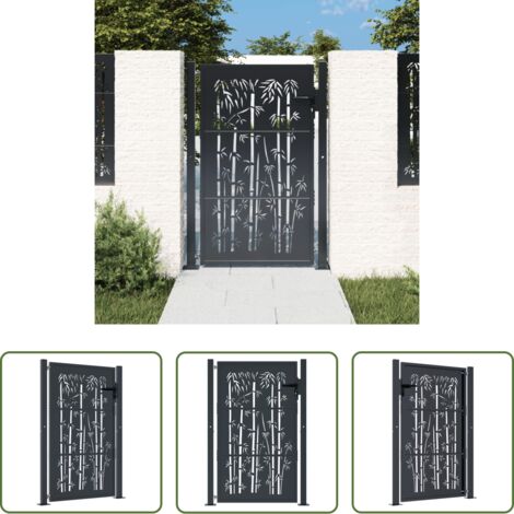 vidaXL Cancello antracite -  Cancello da giardino antracite 100x125 cm acciaio design bambù