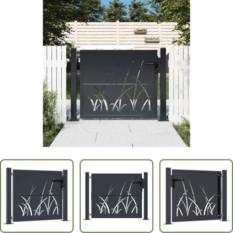 vidaXL Cancello antracite -  Cancello da giardino antracite 100x75 cm in acciaio design erba