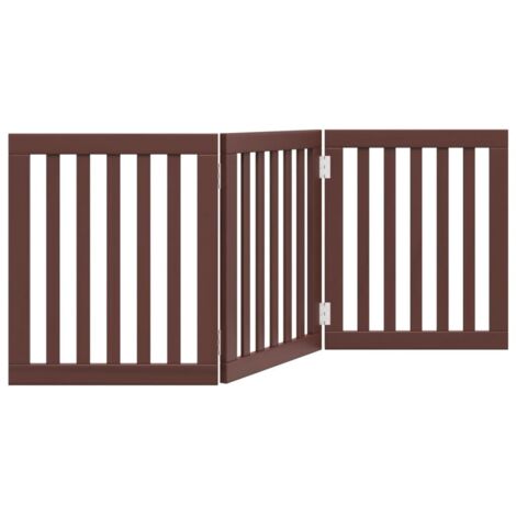 vidaXL Cancello Cani Pieghevole 3 Pannelli Marrone 150cm Legno Pioppo