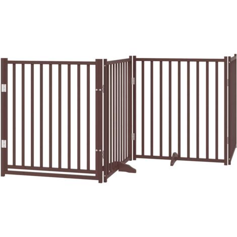 vidaXL Cancello Cani Pieghevole Marrone 4Pannelli 320cm Massello Abete