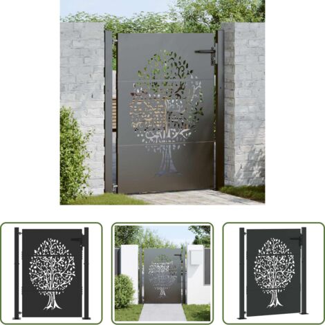 vidaXL Cancello con lucchetto - Cancello da giardino con blocco Nero 110 x 130 cm
