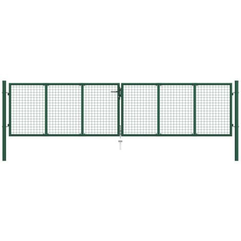 vidaXL Cancello da Giardino a Rete in Acciaio 390x100 cm Verde