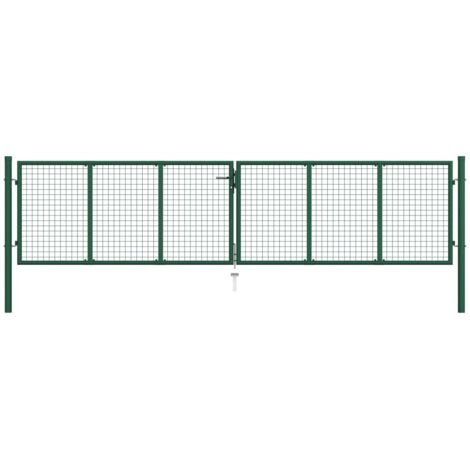 vidaXL Cancello da Giardino a Rete in Acciaio 390x125 cm Verde