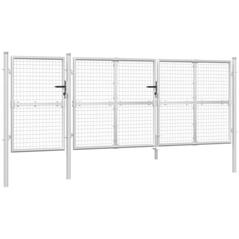 vidaXL Cancello da Giardino in Rete Argento 400x175 cm Acciaio Zincato