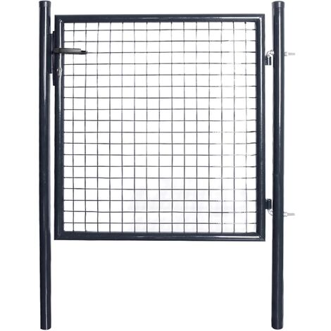 vidaXL Cancello da giardino in rete di acciaio zincato 100x100 cm grigio