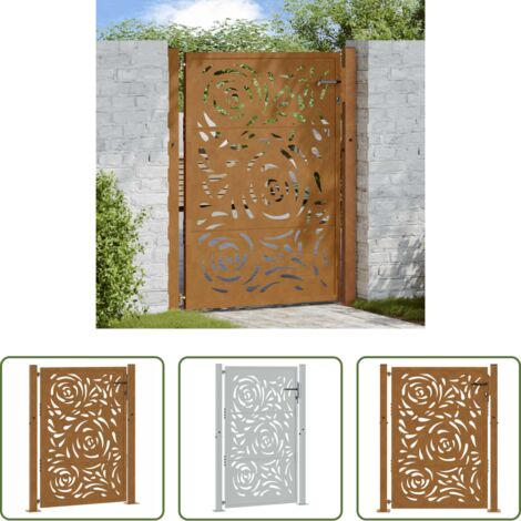 vidaXL Cancello in acciaio -  Cancello da giardino 100x150 cm in acciaio corten con design a fiamma