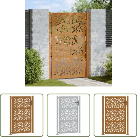 vidaXL Cancello in acciaio -  Cancello da giardino 100x150 cm in acciaio corten con design a foglia