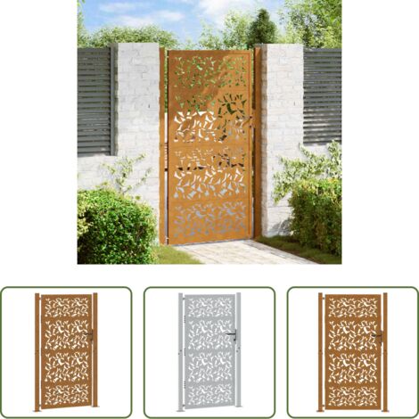 vidaXL Cancello in acciaio -  Cancello da giardino 100x175 cm in acciaio corten con design a foglia