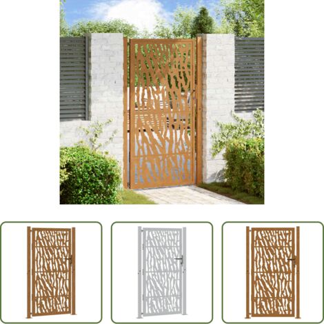 vidaXL Cancello in acciaio -  Cancello da giardino 100x175 cm in acciaio corten con design a traccia