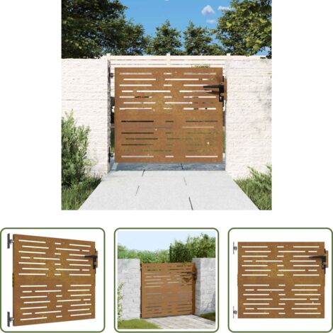 vidaXL Cancello in acciaio -  Cancello da giardino 85x75 cm in acciaio Corten design quadrato