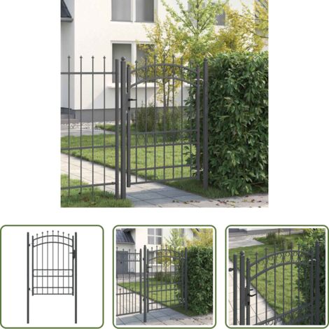 vidaXL Cancello in acciaio -  Cancello della recinzione con punte Grigio 170 x 100 cm