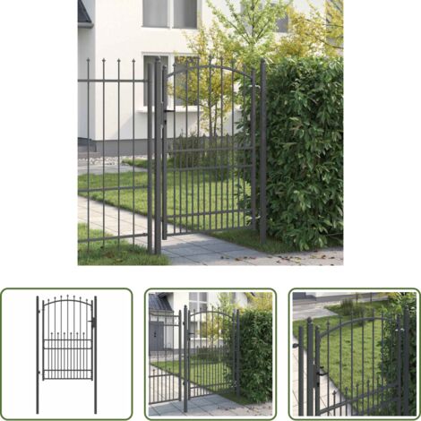 vidaXL Cancello in acciaio -  Cancello della recinzione con punte Grigio 200 x 100 cm